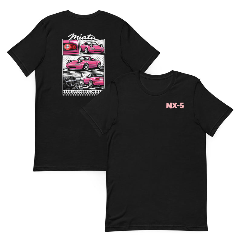 Pink Miata Anime Graphic T-Shirt